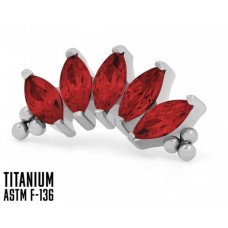 Накрутка-кластер из титана ASTM F-136 5K MARQUISE BEAD RED 